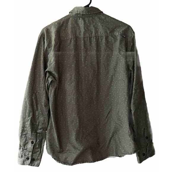 Howler Bros Men's Medium Long Sleeve Shirt Gray With Turquoise Triangles - Picture 5 of 8